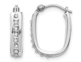 Accent Diamond Squared Hoop Earrings in 14K White Gold (2/3 Inch)